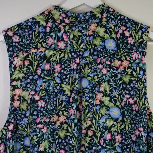 J Jill Dress Womens XL Midi Button Front Boho Cottagecore Dainty Floral Coastal - Picture 8 of 8